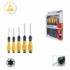Wiha SoftFinish® ESD Torx® Screwdriver Set - Dissipative Handle, ESD-Safe - 5 pcs - 27253